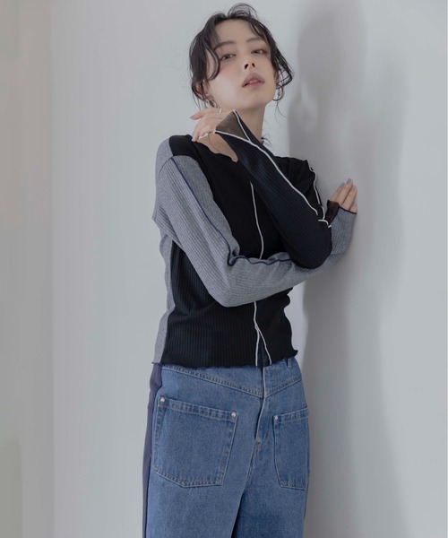 Eimee Law（エイミーロウ） tシャツ チュールカット配色メロウリブ