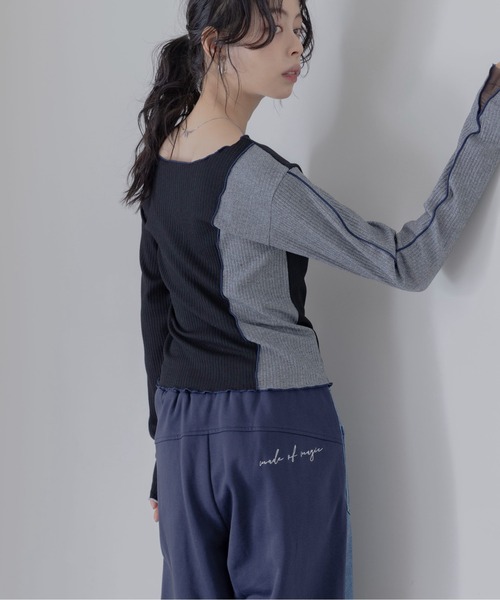 Eimee Law（エイミーロウ） tシャツ チュールカット配色メロウリブ