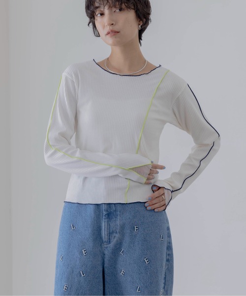eimeelaw エイミーロウ　カレッジロゴzipトップス　新品未使用　完売品 Eimee Law（エイミーロウ） tシャツ チュールカット配色メロウリブ