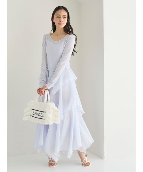 SNIDEL シアーイレヘムニットコンビワンピース　ロングワンピ 美品 SNIDEL（スナイデル） ワンピース シアーイレヘムニットコンビ