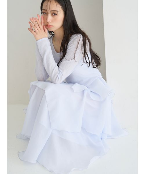 SNIDEL シアーイレヘムニットコンビワンピース　ロングワンピ 美品 SNIDEL（スナイデル） ワンピース シアーイレヘムニットコンビ