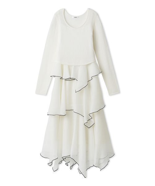 SNIDEL シアーイレヘムニットコンビワンピース　ロングワンピ 美品 SNIDEL（スナイデル） ワンピース シアーイレヘムニットコンビ