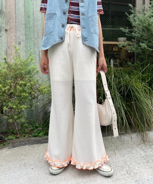 「HELLO.SANFRANCISCO」 イージーパンツ MEDIUM オレンジ レディース_画像6