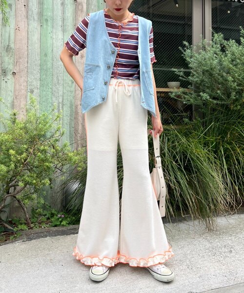 「HELLO.SANFRANCISCO」 イージーパンツ MEDIUM オレンジ レディース_画像9