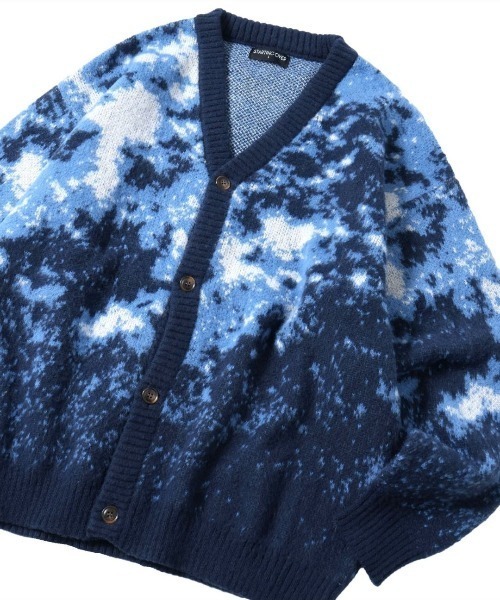 NOIZY カーディガン Abstract Shaggy Cardigan / 総柄 シャギーニット