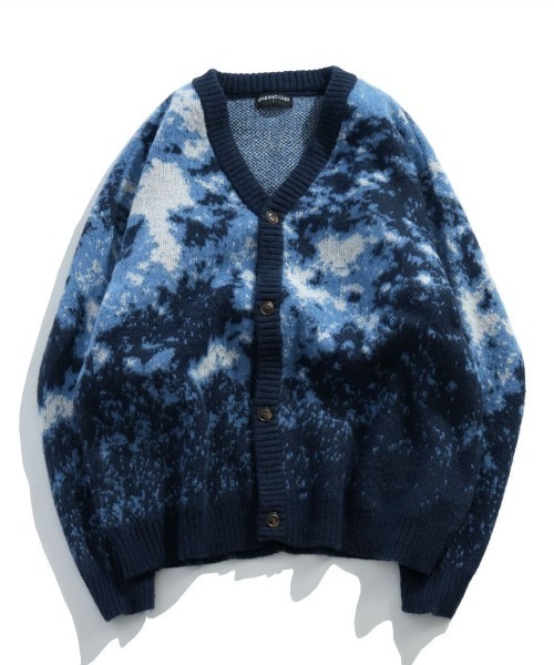 NOIZY カーディガン Abstract Shaggy Cardigan / 総柄 シャギーニット