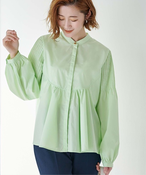 「ur's」 長袖ブラウス M ライトグリーン レディース_画像4