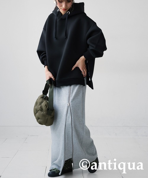 「antiqua」 プルオーバーパーカー FREE ブラック レディース