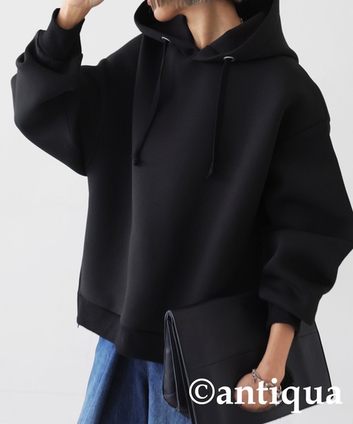 「antiqua」 プルオーバーパーカー FREE ブラック レディース