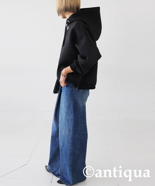 「antiqua」 プルオーバーパーカー FREE ブラック レディース