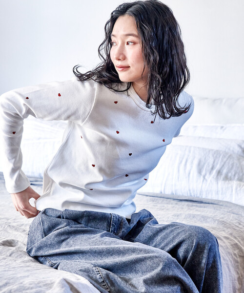 FREAK'S STORE（フリークスストア） tシャツ ミニハート刺繍 ロンT