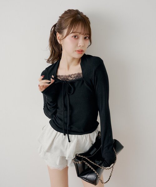 Chico（チコ） tシャツ ボレロ風レースレイヤードトップス レディース