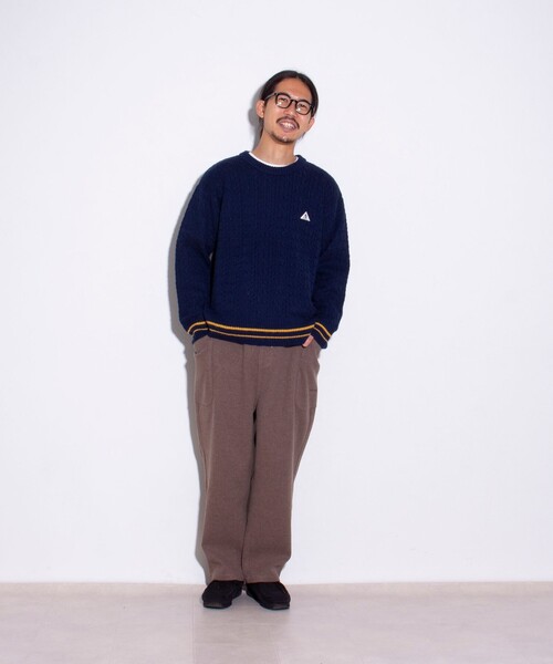 「GEVACO」 長袖ニット M アイボリー メンズ_画像6