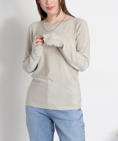 cepo（セポ） tシャツ ラメフィンガーホールロングスリーブカットソー 