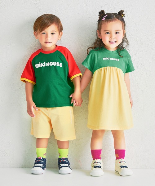 tシャツ 「WEB限定」バイカラー バックロゴ半袖Ｔシャツ キッズ 子供服 男の子 女の子の画像