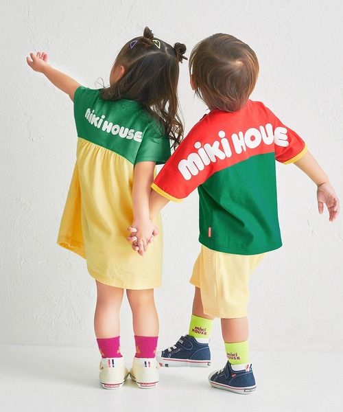 tシャツ 「WEB限定」バイカラー バックロゴ半袖Ｔシャツ キッズ 子供服 男の子 女の子の画像