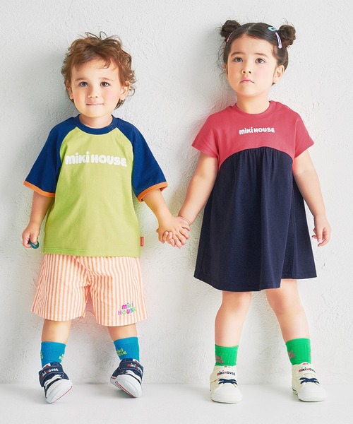 tシャツ 「WEB限定」バイカラー バックロゴ半袖Ｔシャツ キッズ 子供服 男の子 女の子の画像