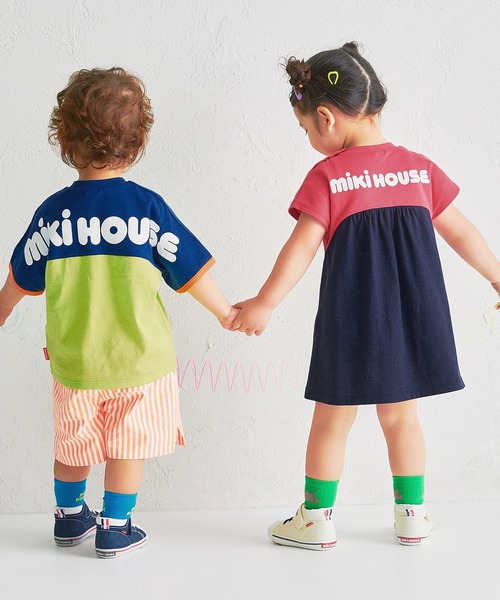 tシャツ 「WEB限定」バイカラー バックロゴ半袖Ｔシャツ キッズ 子供服 男の子 女の子の画像