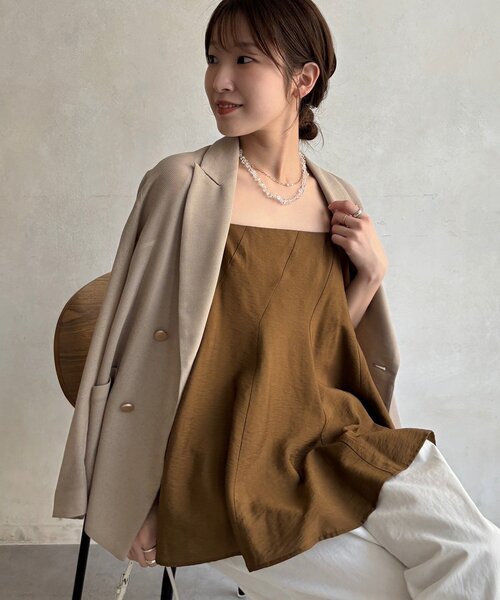 DouDou（ドゥドゥ） キャミソール 「REI企画」変形切替フレアキャミ