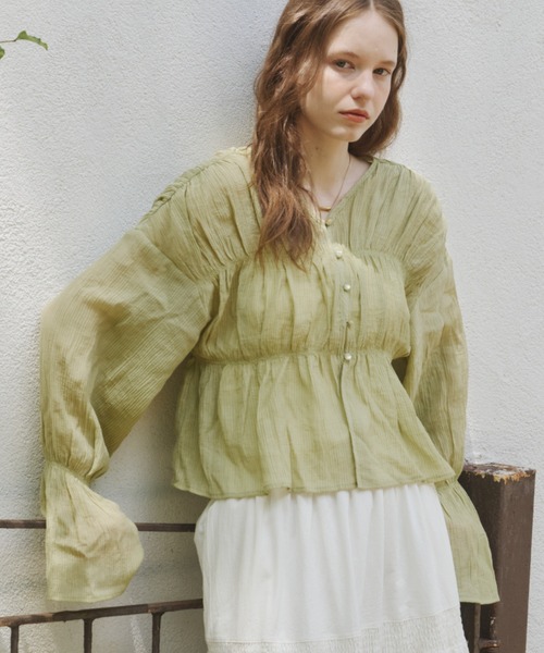 OLUN カーディガン 2way sheer cardigan/2wayデザインシアー