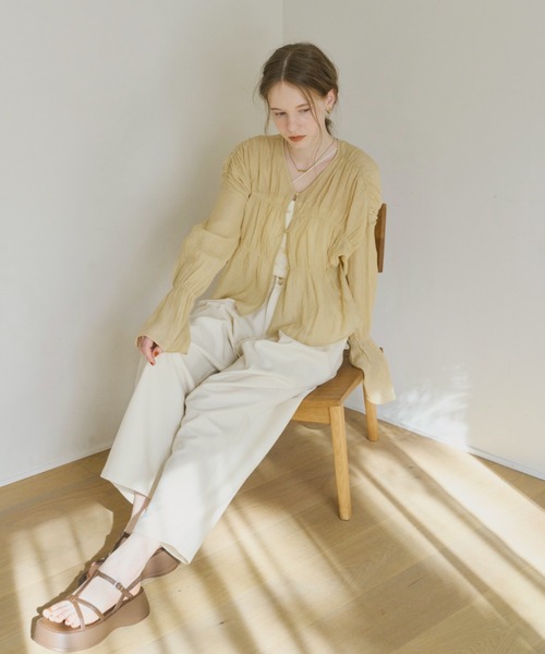 OLUN カーディガン 2way sheer cardigan/2wayデザインシアー