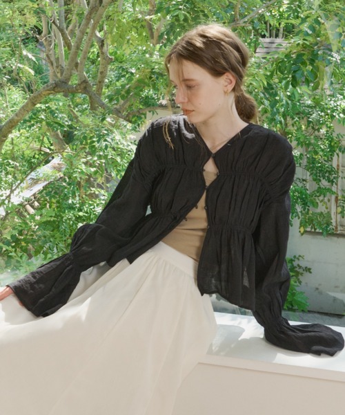 OLUN カーディガン 2way sheer cardigan/2wayデザインシアー