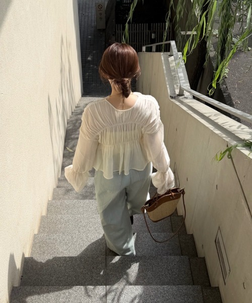 OLUN カーディガン 2way sheer cardigan/2wayデザインシアー