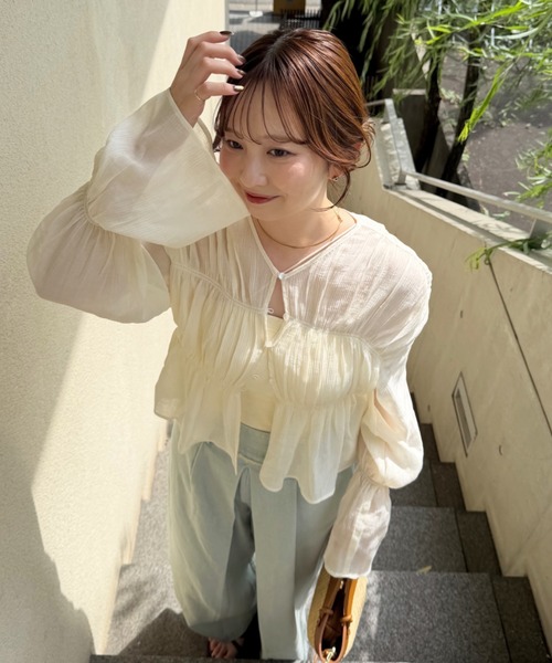 2way sheer cardigan2wayデザインシアーカーディガンきりまる OLUN カーディガン 2way sheer cardigan/2wayデザインシアー