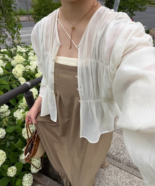 OLUN カーディガン 2way sheer cardigan/2wayデザインシアー 