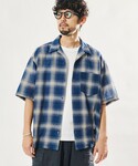 シャツ 半袖 先染めオンブレチェック オープン...の詳細画像4