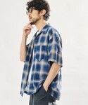 シャツ 半袖 先染めオンブレチェック オープン...の詳細画像2