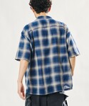 シャツ 半袖 先染めオンブレチェック オープン...の詳細画像1