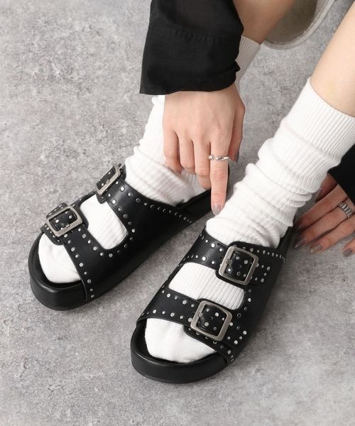「JEANASIS」 フラットサンダル MEDIUM ブラック レディース_画像4