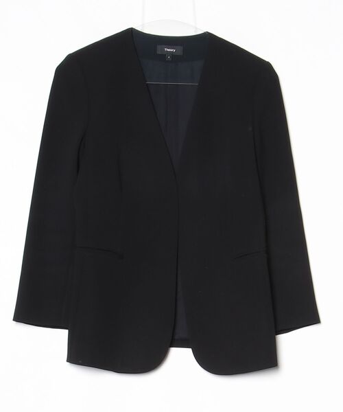 セオリー ノーカラージャケット 黒 XS 美品 theory（セオリー） 」 ノーカラージャケット - ブラック レディース