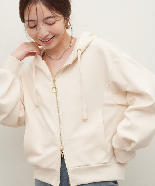 「natural couture」 ジップアップパーカー FREE グレイッシュベージュ レディース_画像3