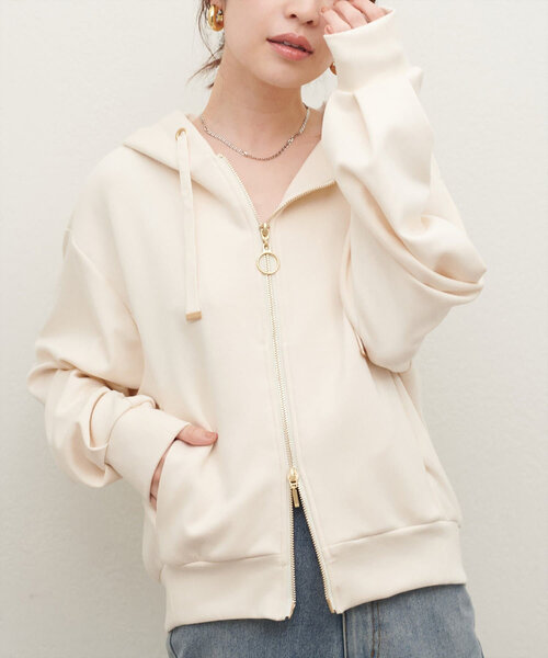 「natural couture」 ジップアップパーカー FREE グレイッシュベージュ レディース_画像5