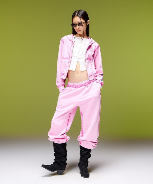 X-girl（エックスガール） パーカー FADED CUT OFF COMPACT ZIP UP