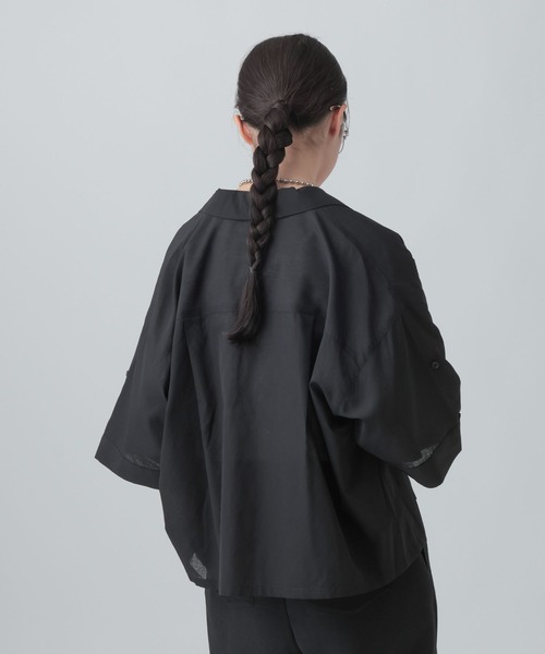 ブラウス シャツ 2WAY開襟ショートシャツ　663984 レディースの画像
