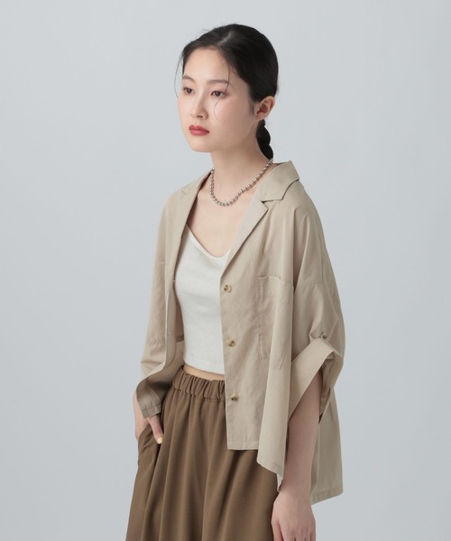 ブラウス シャツ 2WAY開襟ショートシャツ　663984 レディースの画像