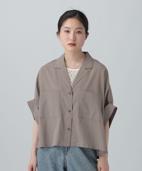 ブラウス シャツ 2WAY開襟ショートシャツ　663984 レディースの画像