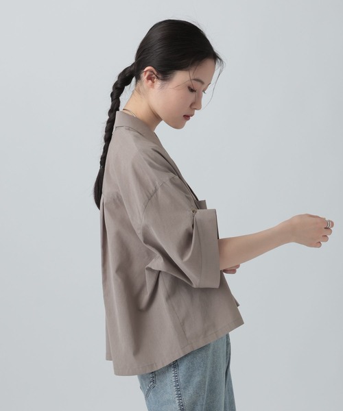ブラウス シャツ 2WAY開襟ショートシャツ　663984 レディースの画像
