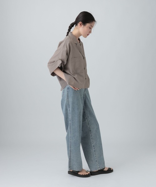 ブラウス シャツ 2WAY開襟ショートシャツ　663984 レディースの画像
