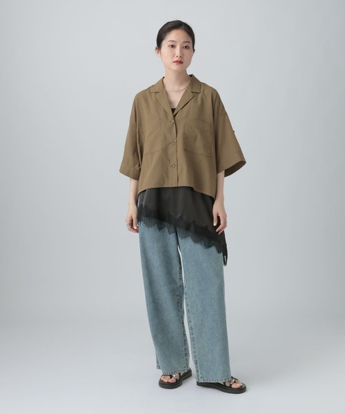 ブラウス シャツ 2WAY開襟ショートシャツ　663984 レディースの画像