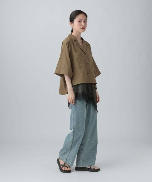 ブラウス シャツ 2WAY開襟ショートシャツ　663984 レディースの画像