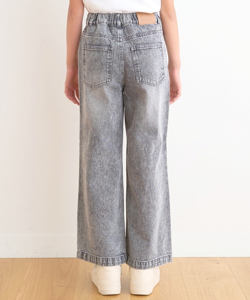ワイドパンツ パンツ 「LTXC/接触冷感」ダメージデニムワイドパンツ キッズ 子供服 女の子の画像