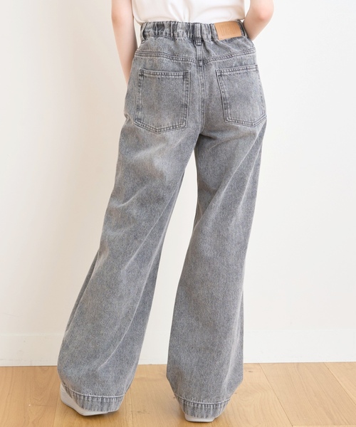 ワイドパンツ パンツ 「LTXC/接触冷感」ダメージデニムワイドパンツ キッズ 子供服 女の子の画像