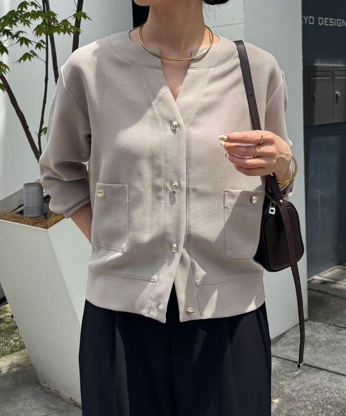 カーディガン 「SNSで話題沸騰！総再生回数310万回」スキッパーメッシュメタルボタンカーディガン/WEB限定 レディースの画像
