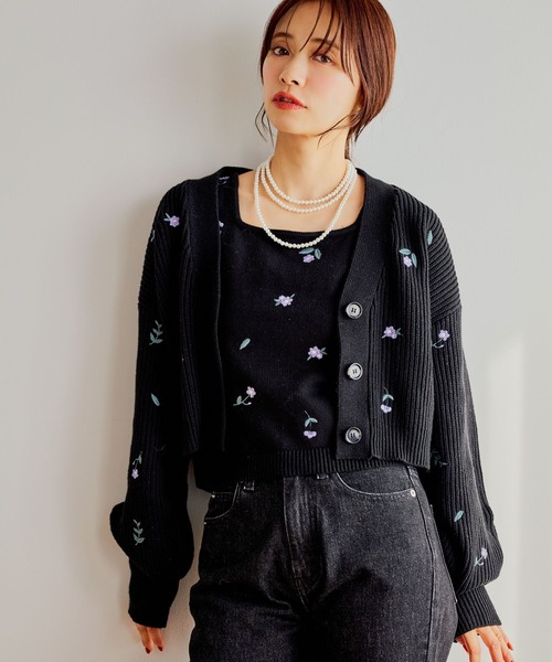 「mysty woman」 ニットアンサンブル FREE ブラック レディース_画像6