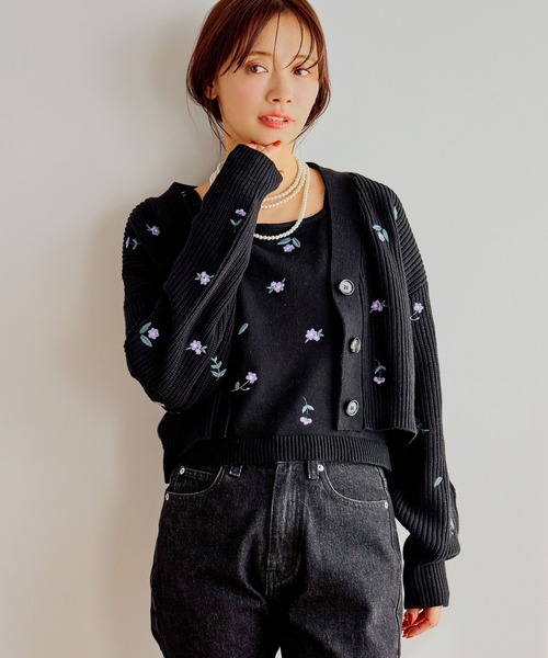 「mysty woman」 ニットアンサンブル FREE ブラック レディース_画像7