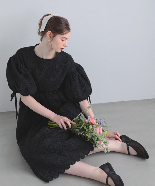 MERAKI ワンピース バルーンスリーブジャガードワンピース : ZOZOTOWN 